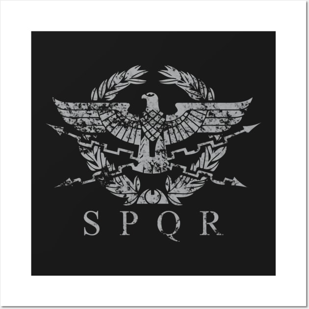 Vintage Distressed SPQR The Roman Empire Emblem Wall Art by enigmaart